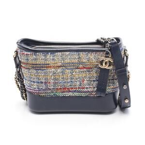 Chanel Gabrielle de Hobo Shoulder Bag Leather Navy Blue Multicolor